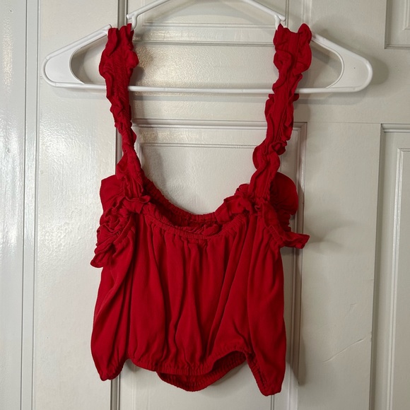 Forever 21 Red Ruffle Strap Tank Size Large - Picture 5 of 5